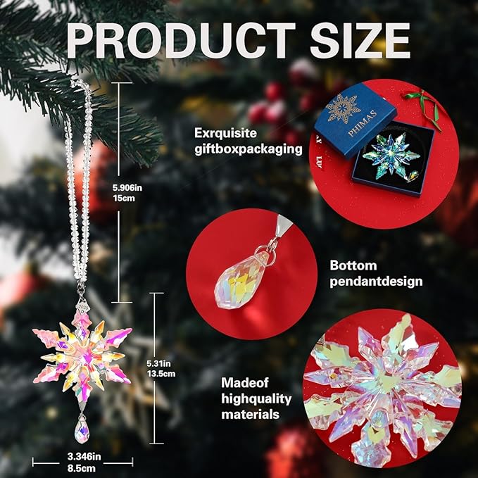 2025 Annual Christmas Ornaments Crystal Snowflake Star - Christmas Tree Ornaments Pendant Sun Catcher Home Hanging Decor (2025 Colored Crystal 3 Layers)