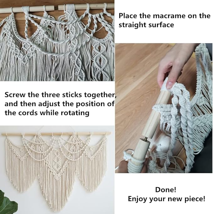 large macrame wall hanging - Boho Tapestry Macrame Wall Decor Art- Chic Bohemian Handmade Woven Tapestry Home Decoration for Bedroom Living Room Apartment Wedding Party - 43"x32" (Beige-fringe)