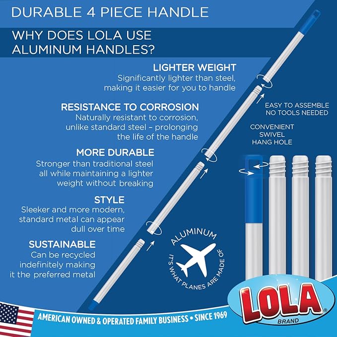 Lola Products Deck Scrub Brush Broom, 9" x 3.5" Wide, Durable Bristles Remove Dirt, Grime, Grout, Leaves, Snow on Patios, Decks, Wet or Dry, 9 Count