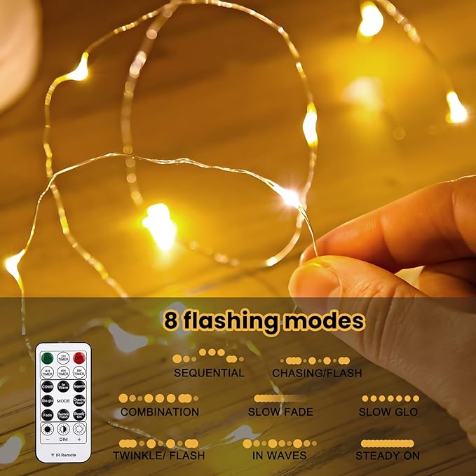 HXWEIYE 300LED Fairy Curtain Lights, 9.8x9.8Ft Warm White USB Plug in 8 Modes Christmas String Hanging Lights with Remote for Bedroom, Indoor, Outdoor, Weddings, Party