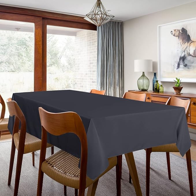 sancua 2 Pack Dark Grey Tablecloth 60 x 84 Inch, Rectangle 4 Feet Table Cloth - Stain and Wrinkle Resistant Washable Polyester Table Cover for Dining Tables, Buffet Parties and Camping