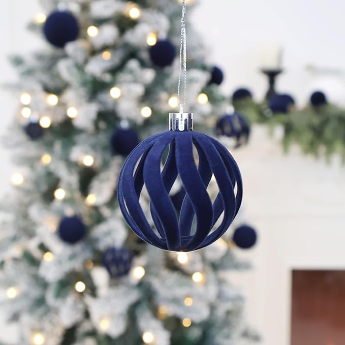 36pcs Velvet Christmas Ornaments, Flocked Christmas Balls Sets Assortment for Christmas Tree Holiday Decor