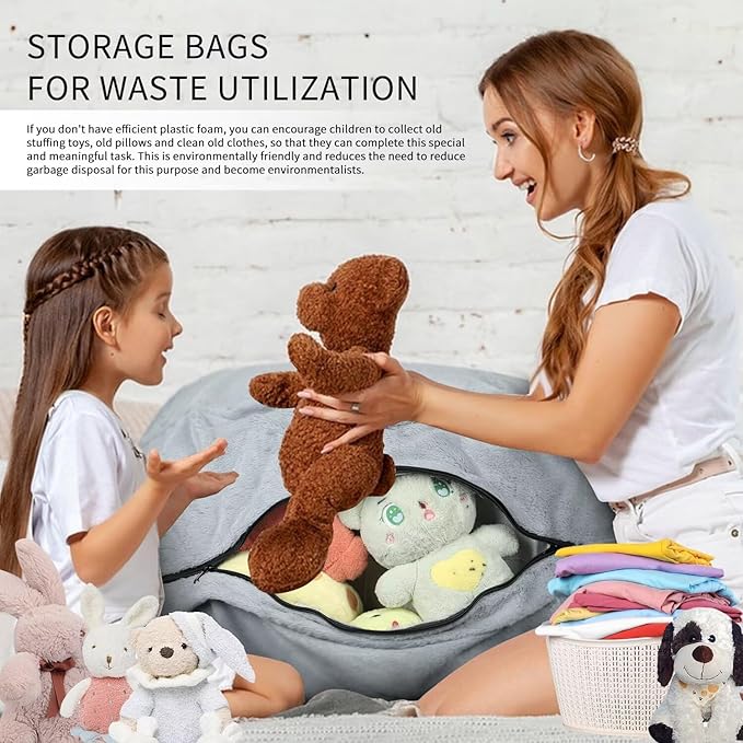 Bean Bag Chair for Adults 5FT,Soft Removable Cover for Teens/Girls Bedroom,Fluffy Giant Round Floor Beanbag Lounger Chairs (No Filler,Light Gray)