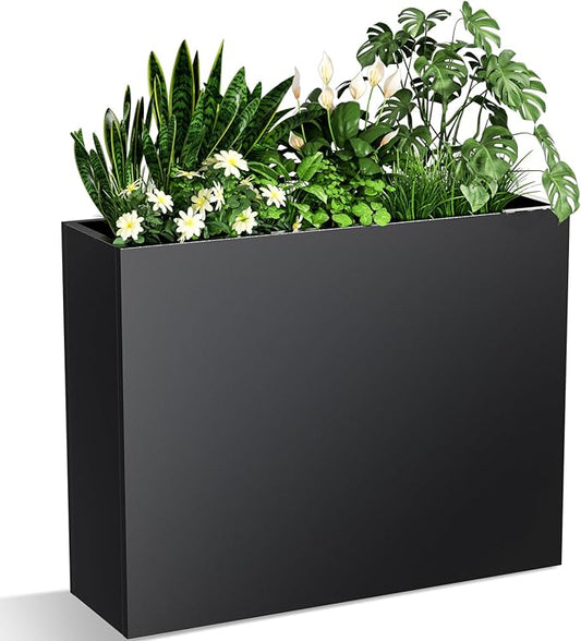 Metal Planter Box, Planter Boxes Outdoor Heavy Duty Metal Garden Planter Spliced Flower Pot with Partitions, All-Weather Use with Drainage Holes for Patio/Porch-35.43"x 27.55"x 11"