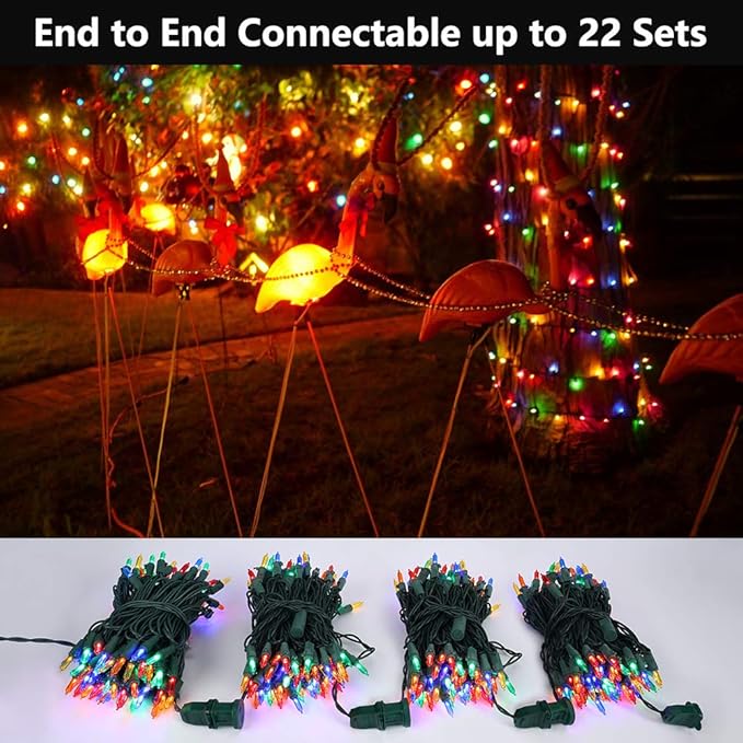 Brizled Christmas Lights Multicolor, 2 Pack 33ft 100 LED Christmas Tree Lights, 120V UL Certified Connectable Xmas String Light Indoor Outdoor Mini Light Set for Xmas Tree Party Garden Porch Decor