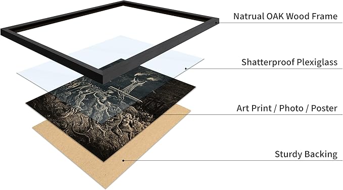 Poster Master Vintage Gustave Dore Poster - Retro Illustration Print - Gift for Gothic, Horror Fan - Dance of Sabbath, Witch, Magic, Spell - Wall Decor for Bedroom, Dorm, 16x20 Black Framed