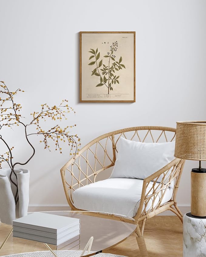 VIYYIEA Framed Canvas Wall Art Home Decor Boho Plant Wall Decor Minimalist Botanical Print Canvas Wall Art Pictures for Rustic Vintage Farmhouse Home Kitchen Room Decor 11x14in