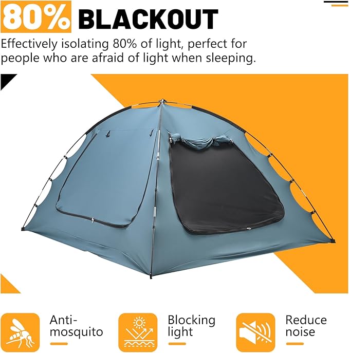 SUNYRISY Bed Tent Twin Size Bed Canopy, Indoor Tent for Adult and Kids, 3 Doors Breathable Portable Dream Tent, 80% Blackout Private Space Sleeping Tents
