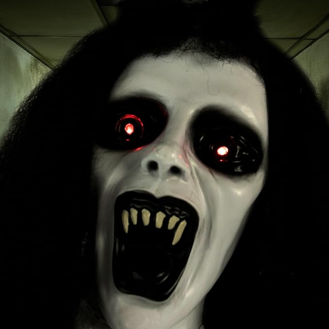 Haunted Hill Farm Life-Size Scary Demon Bride Halloween Animatronic with Touch Activated Lights and Sound, Battery Operated Indoor or Covered Outdoor Halloween Decorations for Home or Haunted House