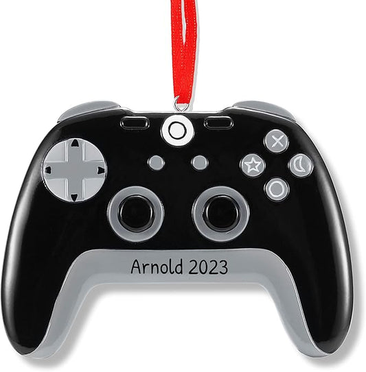 Ornaments by Elves - Personalized Black Controller Christmas Ornaments 2024 - Indoor Outdoor Hanging Decor for Personal and Family Christmas Party Decorations in Giftable Packaging