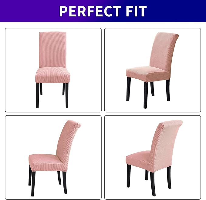 Howhic Stretch Chair Covers for Dining Room Set of 4, Removable Washable Dining Room Chair Covers, Dining Chair Slipcovers Seat Protector, Great for Home Decor and Banquet (Dusty Pink, 4 Pack)
