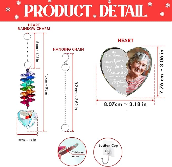 2025 Personalized Memorial Acrylic Ornament – Christmas-Birthday-Anniversary Keepsake for Loss of Loved One – Custom Photo Name Year – in Loving Memory Heart Decoration (Memorial001)