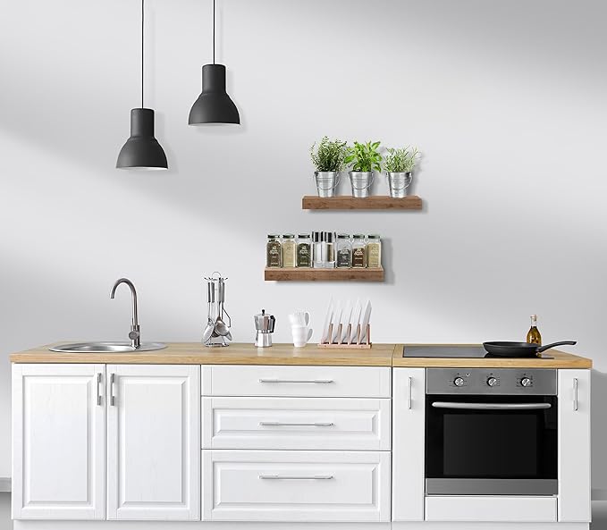 Sorbus Floating Shelves for Wall, Bathroom Shelves Wall Mounted for Kitchen, Bedroom, Bathroom Storage Over Toilet, Hanging Book Shelf for Wall Home Decor Living Room (Mahogany, 2 Pack)