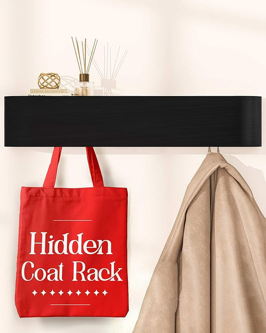 OLEEK Wall Coat Rack with Shelf - Wall Shelf with Hooks - entryway Hooks - Modern Coat Rack - Wooden Mount for Home Decor - Jacket Hanger - Coat Hanger Wall Mount