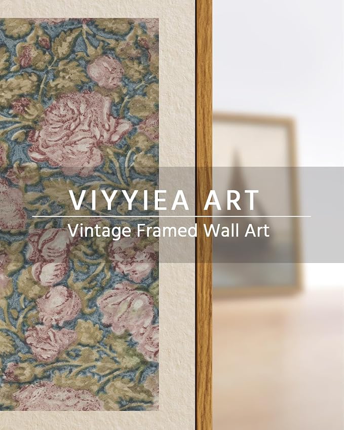 VIYYIEA Framed Canvas Wall Art Home Decor Classical Flower Oil Paintings for Wall Decorations Botanical Canvas Wall Art Vintage Farmhouse Decor for Bedroom Living Room Bathroom Decor 8x10in