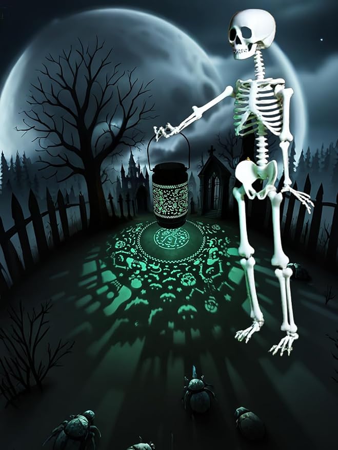 Solar Lanterns Outdoor Waterproof Halloween Decorations Scary Skeleton Lights for Garden, Patio, Yard, Lawn Porch Halloween Decor Hanging Solar Lights Unique Gifts for Outdoor Decor
