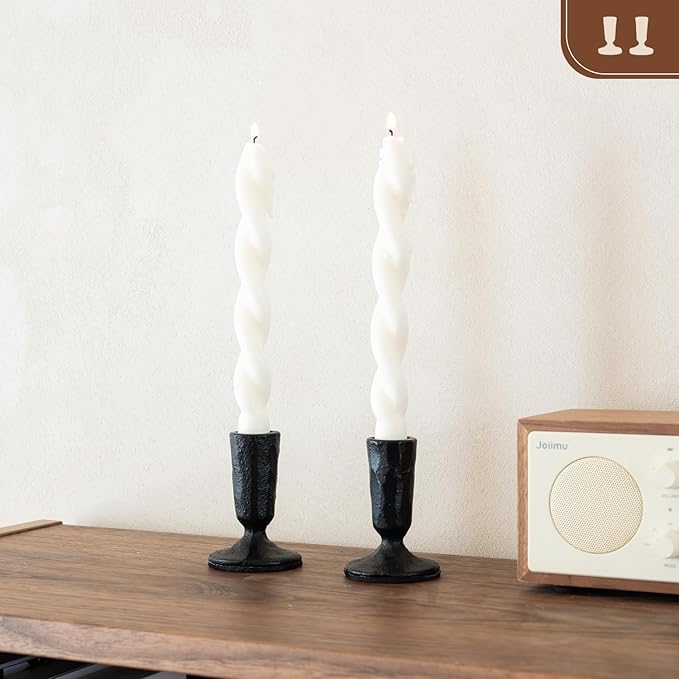 Candle Sticks Holder Decor, Set of 2 Vintage Black Candle Holders, Modern Decorative Tapered Candlestick Holders Centerpiece for Dining Table Centerpiece, Wedding, Party Decor