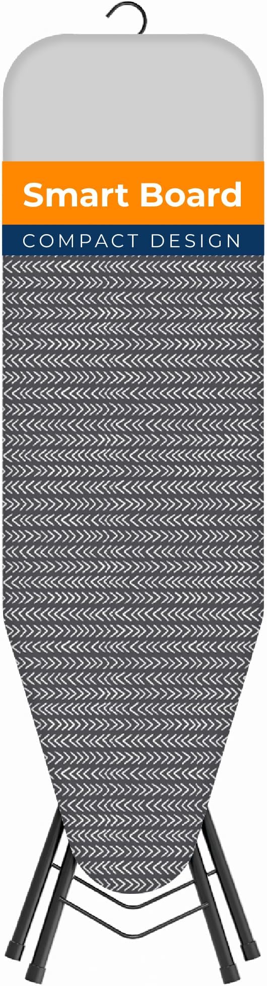 Happhom Ironing Board, Compact and Space Saver Iron Board, Safety Ironing with Park Zone and 4 Layers Extra Thick Cover, Patented Lock System for Foldable Leg, Easy Storage with Smart Hanger (13x43)