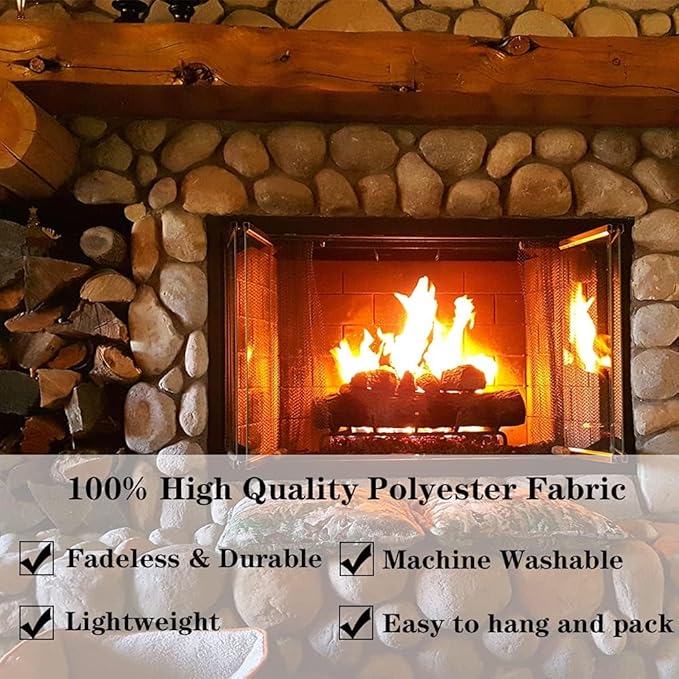 Firplace Tapestry Art Retro Stove Print Tapestry Art Wall Hanging Tapestry Room Bedspread Decor Christmas Fireplace (Firplace, 70.00" x 90.00")