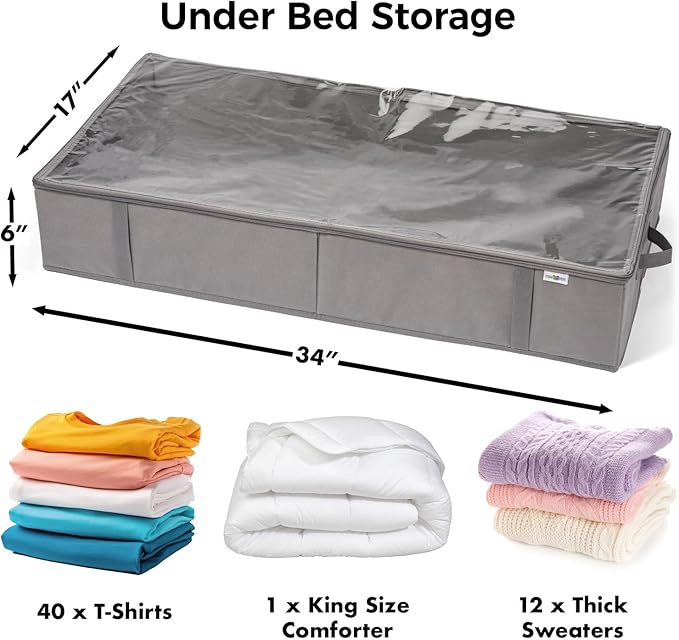 Closet Organizers and Storage - Maximize Space with Under Bed Storage Containers & Clothes Storage - Ideal Closet Organizer, Toy Storage Organizer & Underbed Storage (Black, 4 Pack)