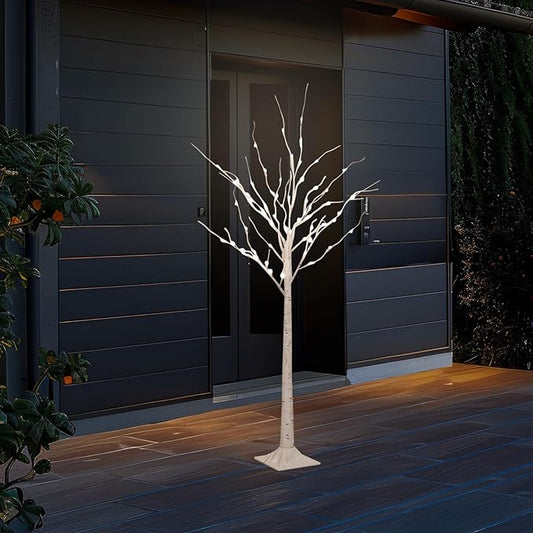 LED Birch Tree Lights, 4ft Trees with Warm White Lights, Outdoor Indoor Christmas Wedding Party Decor