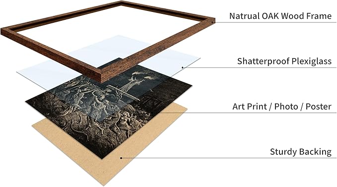 Poster Master Vintage Gustave Dore Poster - Retro Illustration Print - Gift for Gothic, Horror Fan - Dance of Sabbath, Witch, Magic, Spell - Wall Decor for Bedroom, Dorm, 16x20 Brown Framed