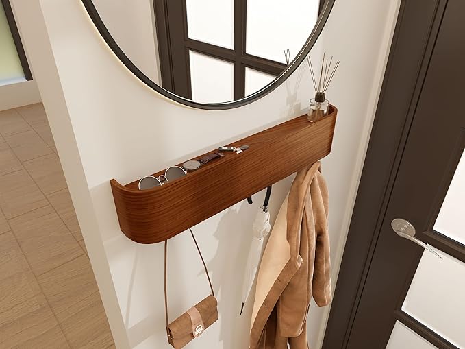 OLEEK Wall Coat Rack - Wall Shelf with Hooks - entryway Hooks - entryway Shelf - Modern Coat Rack - Wooden Coat Rack Wall Mount for Home Decor - Wooden Mount for Home Decor - Jacket Hanger