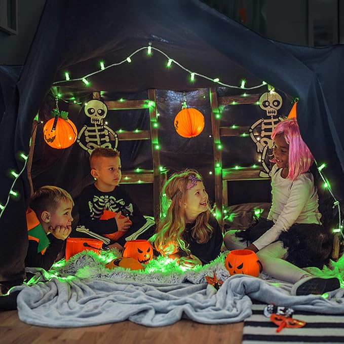 JMEXSUSS Connectable 100 LED Green Halloween Lights, 8 Modes Plug-in Green Christmas Lights Indoor, 33ft Clear Wire Twinkle String Light Outdoor for Halloween Christmas Tree Xmas Decor