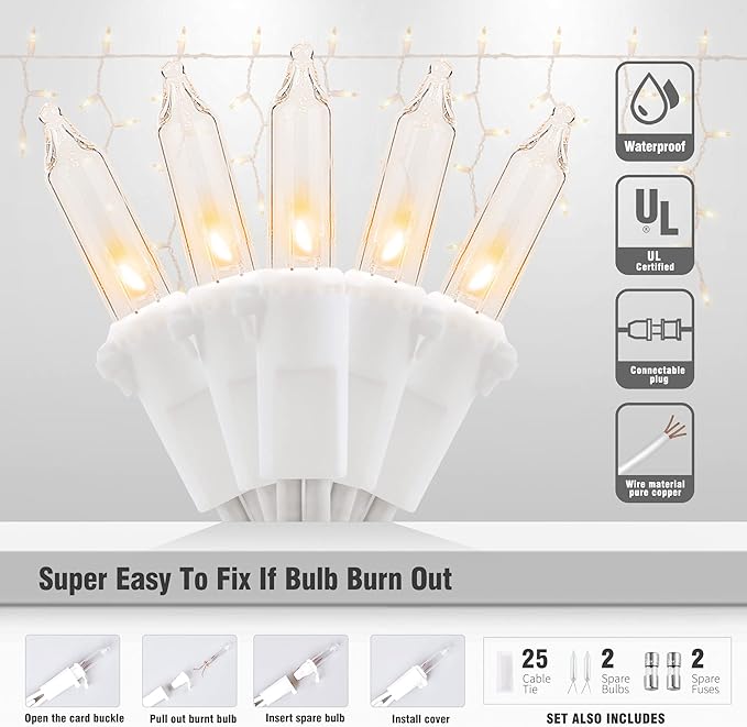 Icicle Lights Outdoor,Oopswow 23FT 200 Connectable Icicle Christmas Lights,Warm White Plug in Curtain String Lights for Indoor Wedding Party Holiday Xmas Yard Patio Window Decorations1