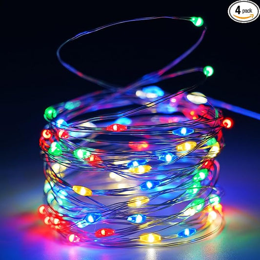 4 Pack 20FT 60LED Battery Operated Fairy Lights with Timer, Waterproof Battery String Lights Outdoor Indoor, Twinkle Light for Bedroom Wedding Birthday Party Chirstmas (Multicolor)