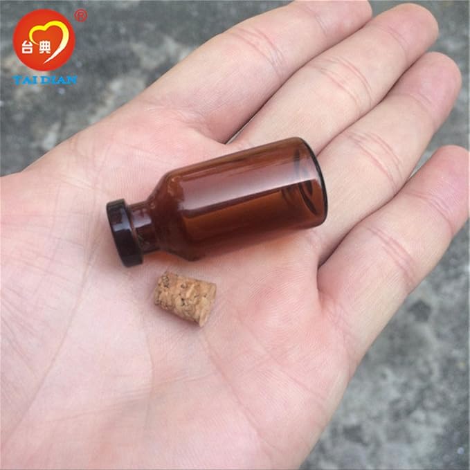 18x40x7mm 5ml Mini Brown Glass Jars with Cork Empty Tiny Glass Jars Gift 5ml Glass Bottles Vials 12units (12, 5ML)