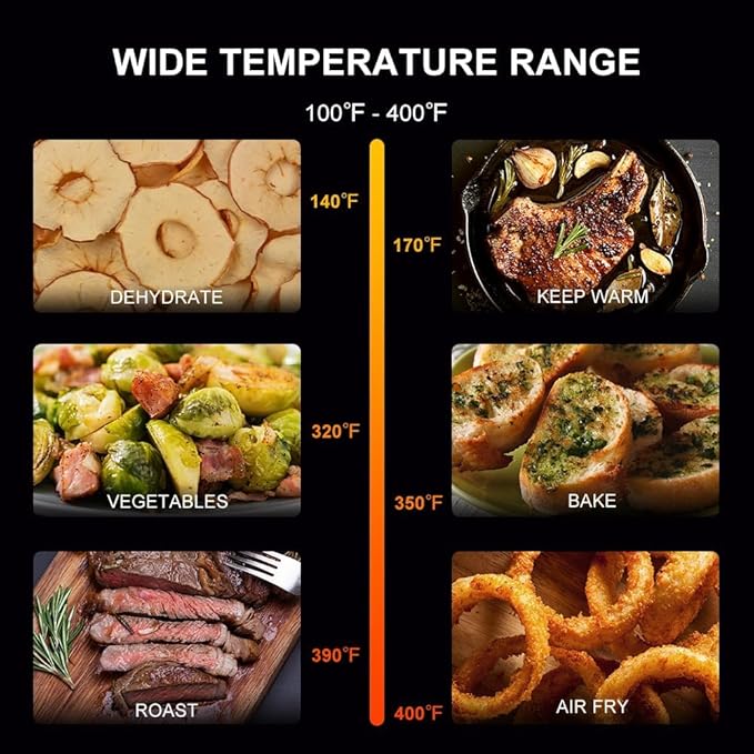 Air Fryer 6.8 Quarts, 10-in-1 Functions, Air Fry, Roast, Bake, Broil, Dehydrate, Large & Compact Air Fryers, Nonstick & Dishwasher-Safe Airfryer Basket, Stainless Steel Air Fryer, Metal Grey