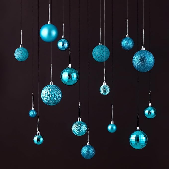 LANGXUN 36pcs Acid Blue Christmas Tree Decorations Balls, Bolas De Navidad, 2025 Christmas Decor, Indoor Outdoor Shatterproof Christmas Ornaments, Xmars Party Wedding Suppiles
