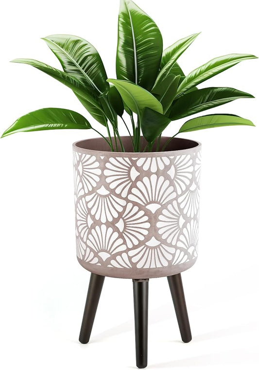 12 Inch Planter with Stand Mid-Century Tall Planter with Legs for Indoor Outdoor Plants