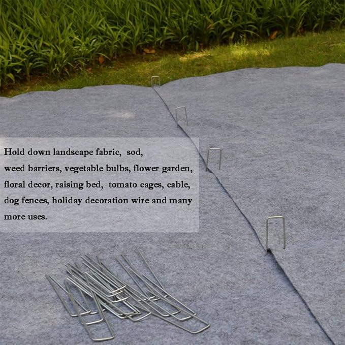 Petgrow 6 Inch Garden Stakes Galvanized Landscape Staples,U-Type Turf Staples for Artificial Grass, Rust Proof Sod Pins Stakes for Securing Fences Weed Barrier, Outdoor Wires Cords Tents Tarps