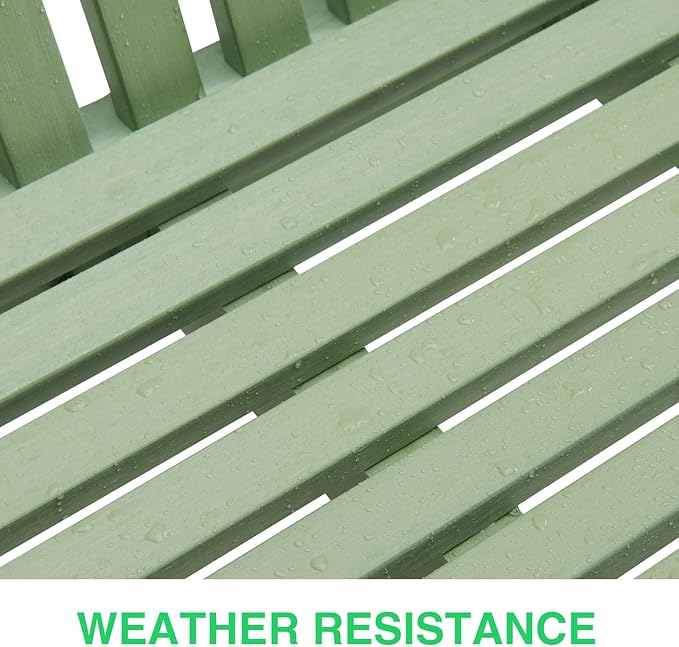 Psilvam Garden Bench, 2-Person Poly Lumber Patio Bench, All-Weather Outdoor Bench That Never Rot, Memorial Bench, Suit for Garden, Porch and Park (Green)