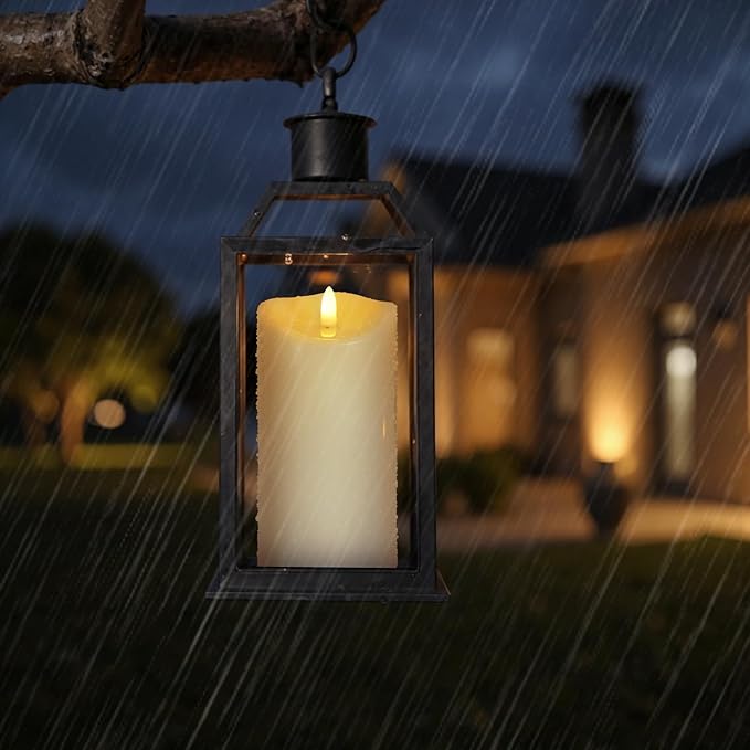 NURADA Outdoor Flameless Candles with Remote Timer - Waterproof Realistic Flickering LED Pillar Electric Battery Operated Fake Candle for Holiday Home Wedding Fireplace Decor - 3 Pack Ivory