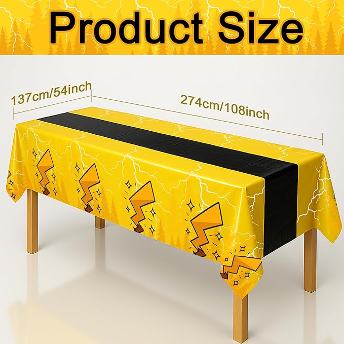 3-Pack Yellow Cartoon Plastic Birthday Tablecloths - 54x108in Rectangle Party Table Covers for Little Ones & Adults, Durable Birthday Party Decorations