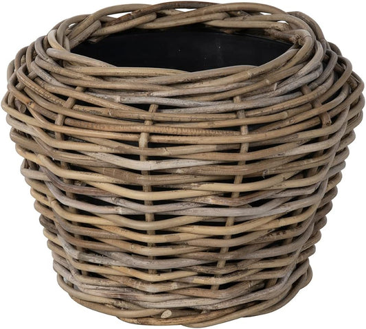 Rattan Kobo Indoor Outdoor Planter Basket with Plastic Pot X Small 1 Gallon Soil Capacity