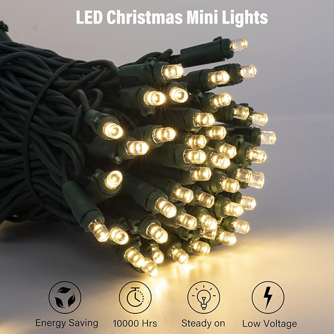 Christmas LED Mini String Lights, 28Feet 100LEDs Mini Lights for Christmas Tree, UL Listed Christma Lights Set Waterproof Plug in for Outdoor Indoor Wreath Roof Garland Holiday Decoration, Warm White