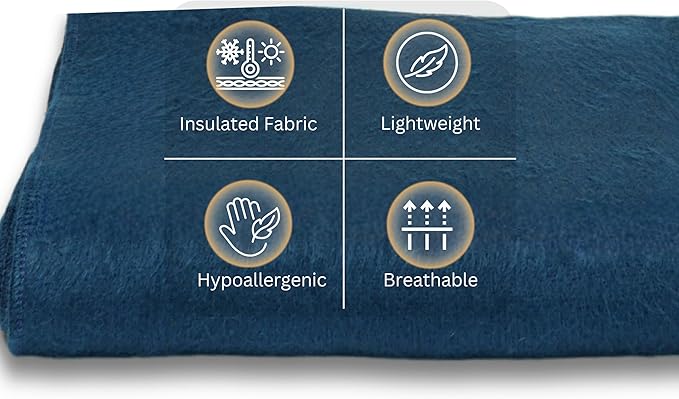 Alpaca Wool Throw Blanket | Warm, Ultra-Soft, Breathable, Non-Itchy Blanket-Throw | Hypoallergenic and Beautiful Fabric (Pacific Blue)