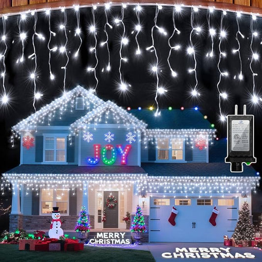1620 LED Christmas Lights with 360 Drops,164ft 8 Modes Fairy Hanging String Lights with Time Waterproof, Plug-in Hanging String Lights for Holiday Wedding Party Christmas Decor (Cool White)
