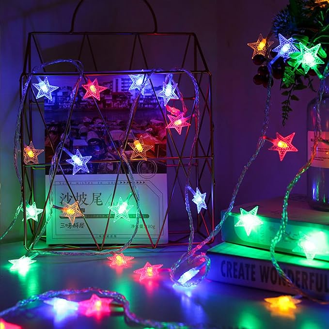 Star String Lights, LED Fairy Christmas Lights with Battery Operated,Waterproof Indoor Outdoor Star Light for Bedroom Tent Loft Bed Patio Party Wedding Holiday Camping Decor