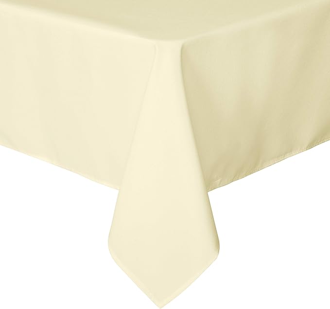 sancua Rectangle Tablecloth - 90 x 132 Inch - Water Resistant Spill Proof Washable Polyester Table Cloth, Decorative Fabric Table Cover for Dining Tables, Buffet Parties and Camping, Beige