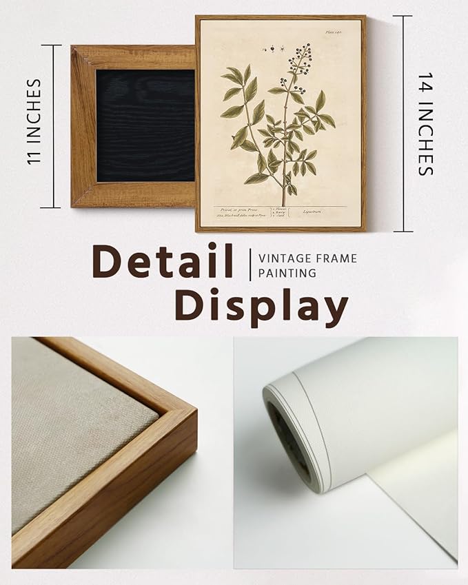 VIYYIEA Framed Canvas Wall Art Home Decor Boho Plant Wall Decor Minimalist Botanical Print Canvas Wall Art Pictures for Rustic Vintage Farmhouse Home Kitchen Room Decor 11x14in