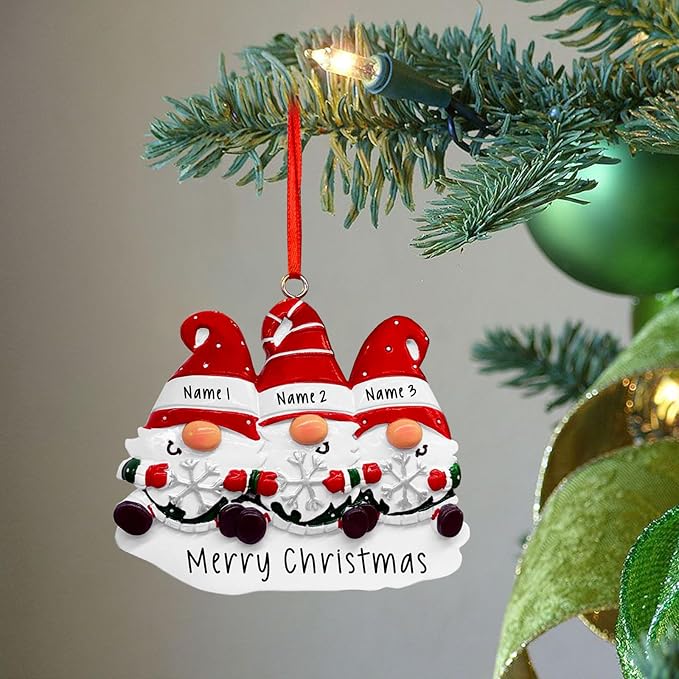 2025 Personalized Christmas Ornaments Family of 2/3/4/5/6,Custom Christmas Gnome Ornaments Deorations with Names,Customized Xmas Ornament Tree Deorations,Personalized Xmas Ornament Gifts