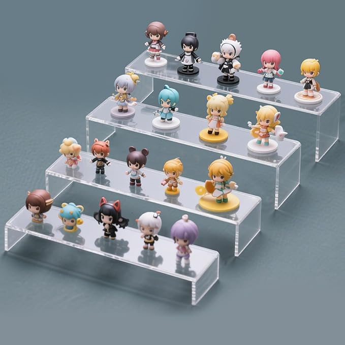 Acrylic Display Risers,12'' Large Display Stands, Thickened to 0.2''(5mm) Stackable Acrylic Shelves for Perfume Display, Clear Risers for Cupcake Stand,Pop Figurines,Tumbler,Food (Clear, 8PCS)
