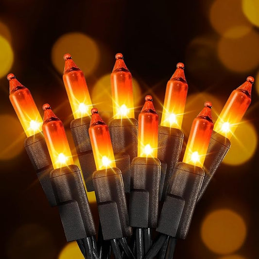 Halloween Lights Orange Lights, 25FT 100 Count Incandescent Connectable Fall Light, 120V UL Listed Waterproof Halloween Decorations for Autumn Indoor Outdoor Party Home Garden Yard Decor