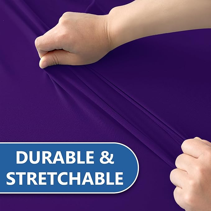 Spandex Table Cover for 6 Foot Rectangle Tables-4 Pack Dark Purple Outdoor Picnic Elastic Table Cover-Spandex Stretch Folding Table Cloths for Camping Dining Room Patio Kitchen Banquet Party