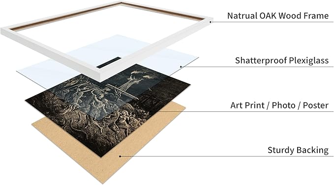 Poster Master Vintage Gustave Dore Poster - Retro Illustration Print - Gift for Gothic, Horror Fan - Dance of Sabbath, Witch, Magic, Spell - Wall Decor for Bedroom, Dorm, 11x14 White Framed